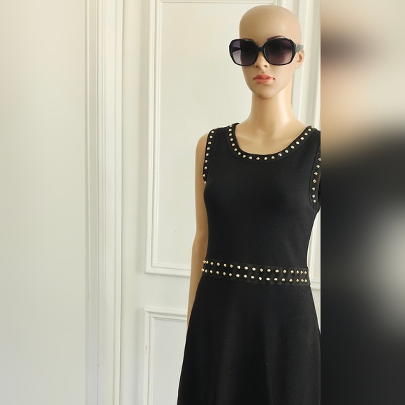 NWOT Salvatore Ferragamo Black Studded Virgin Wool Dress - Size S - Picture 3 of 8